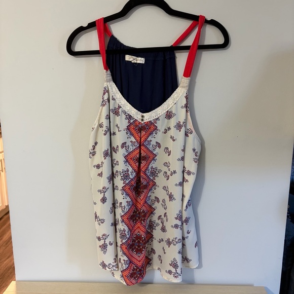 Rewind Tops - Rewind Floral Camisole with Red and Blue Accents